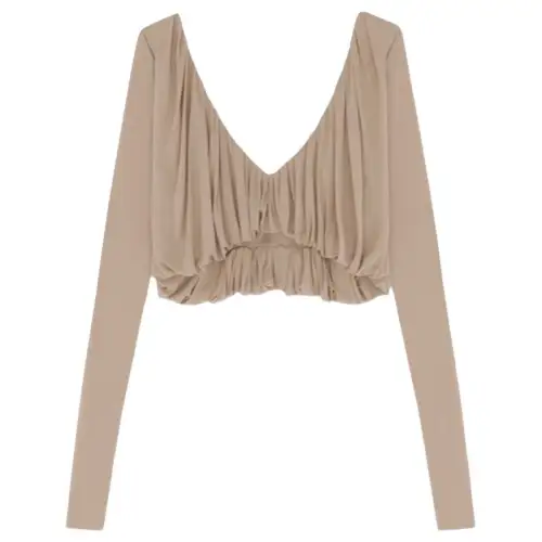 SAINT LAURENT SS23 Crop Top Women's Beige