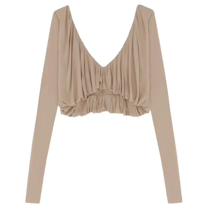 SAINT LAURENT SS23 Crop Top Women's Beige