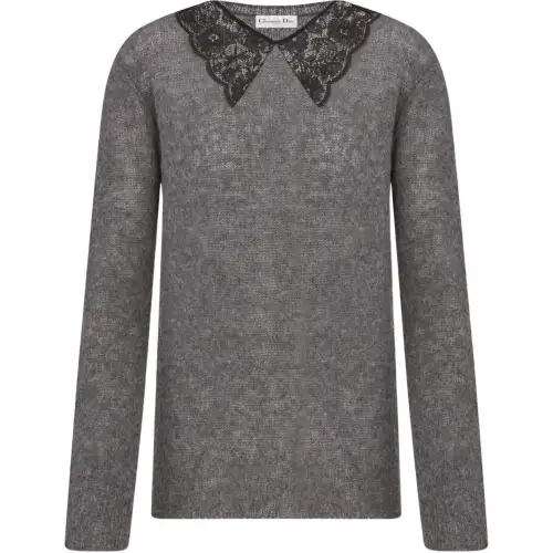 DIOR Sweaters Women's Gray Crew Neck Moderate Other