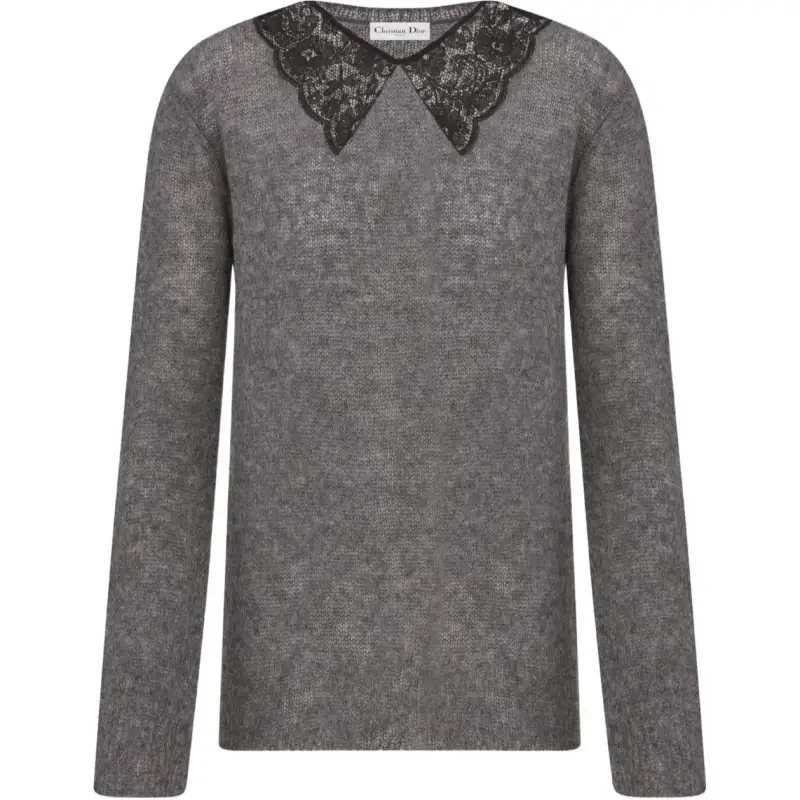 DIOR Sweaters Women's Gray Crew Neck Moderate Other