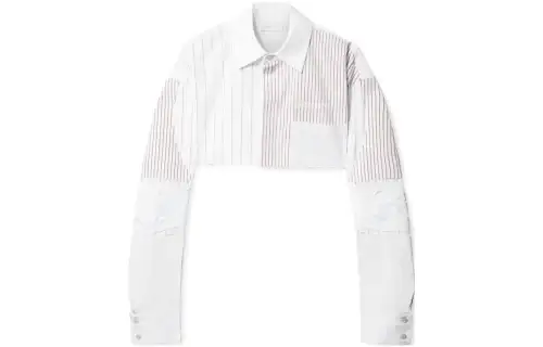 OFF-WHITE Striped Long-Sleeved Cropped Shirt