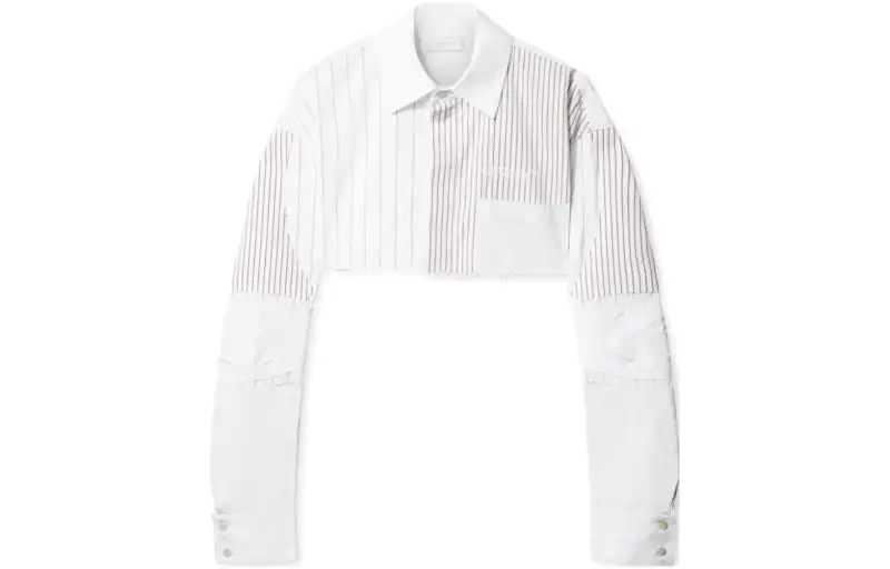 OFF-WHITE Striped Long-Sleeved Cropped Shirt