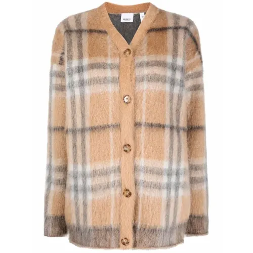 Burberry Sweaters Women's Brown V Neck Moderate Cardigan