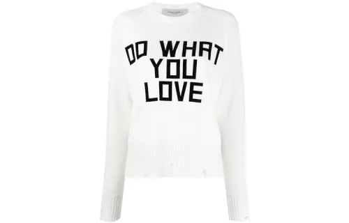 Delilah slogan-intarsia jumper