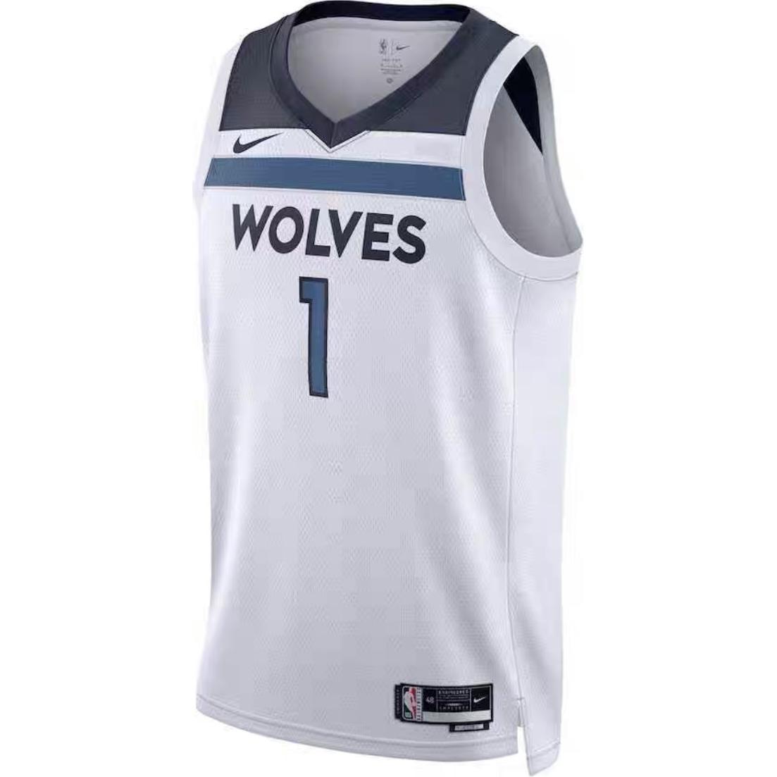 Nike Basketball Jersey Anderson Li Kaier, Minnesota Timberwolves No. 1 Jersey Men’s White