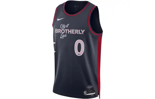 Nike Dri-Fit Alphanumeric Print Color-blocking Basketball Vest City Edition 2023/24 Season Philadelphia 76ers Tyris Maxi No. 0 Men's College Navy