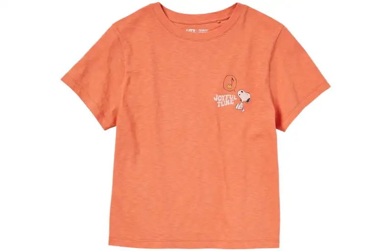 UNIQLO T Shirts Women's Orange Yellow Crew Neck Moderate