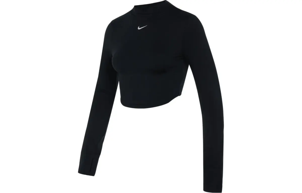 Nike Crop Tops Women's Black Half-Turtleneck Moderate