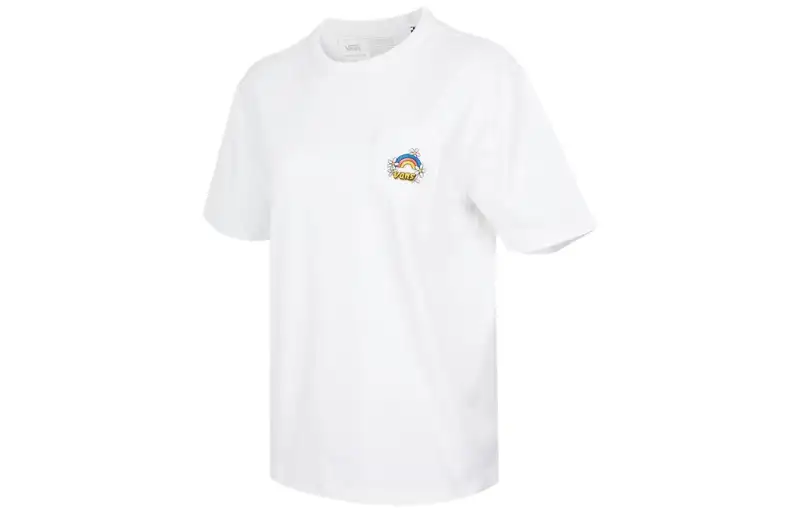 Vans T Shirts Women's White Crew Neck Moderate Straight Fit