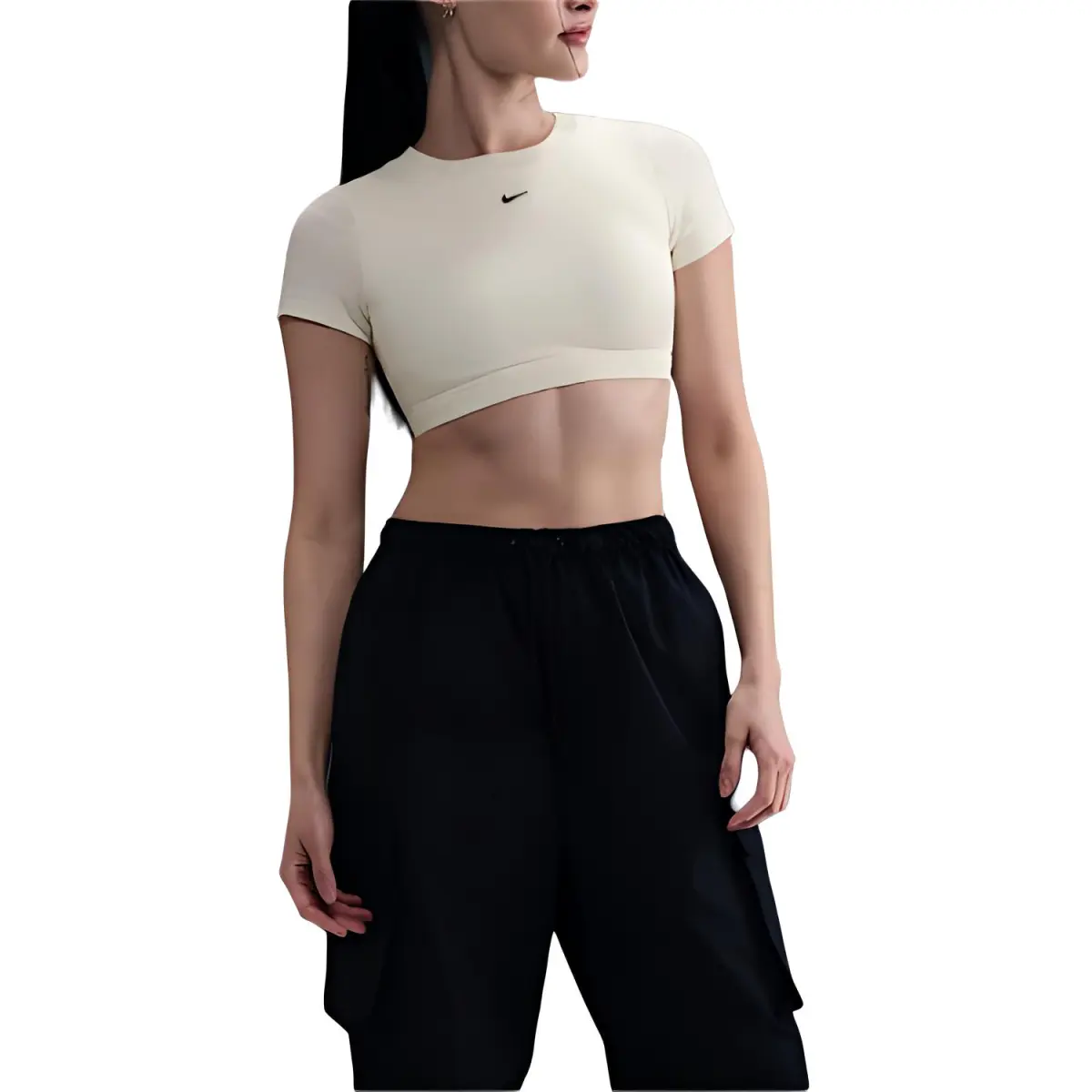Nike T-Shirts Women's Beige Crew Neck