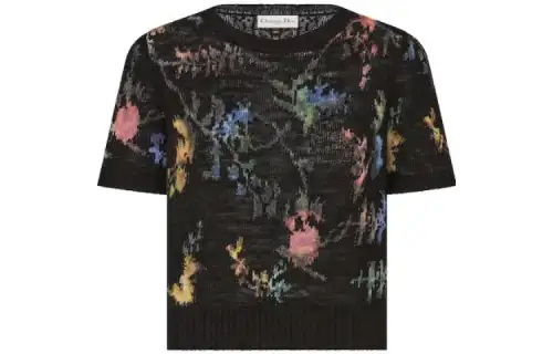 DIOR Crop Tops Women's Black Crew Neck Moderate