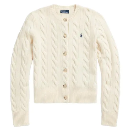 Polo Ralph Lauren Pony with a round collar, short long-sleeve, creamy sweater, with embroidery, slim fit