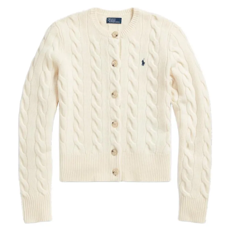 Polo Ralph Lauren Pony with a round collar, short long-sleeve, creamy sweater, with embroidery, slim fit