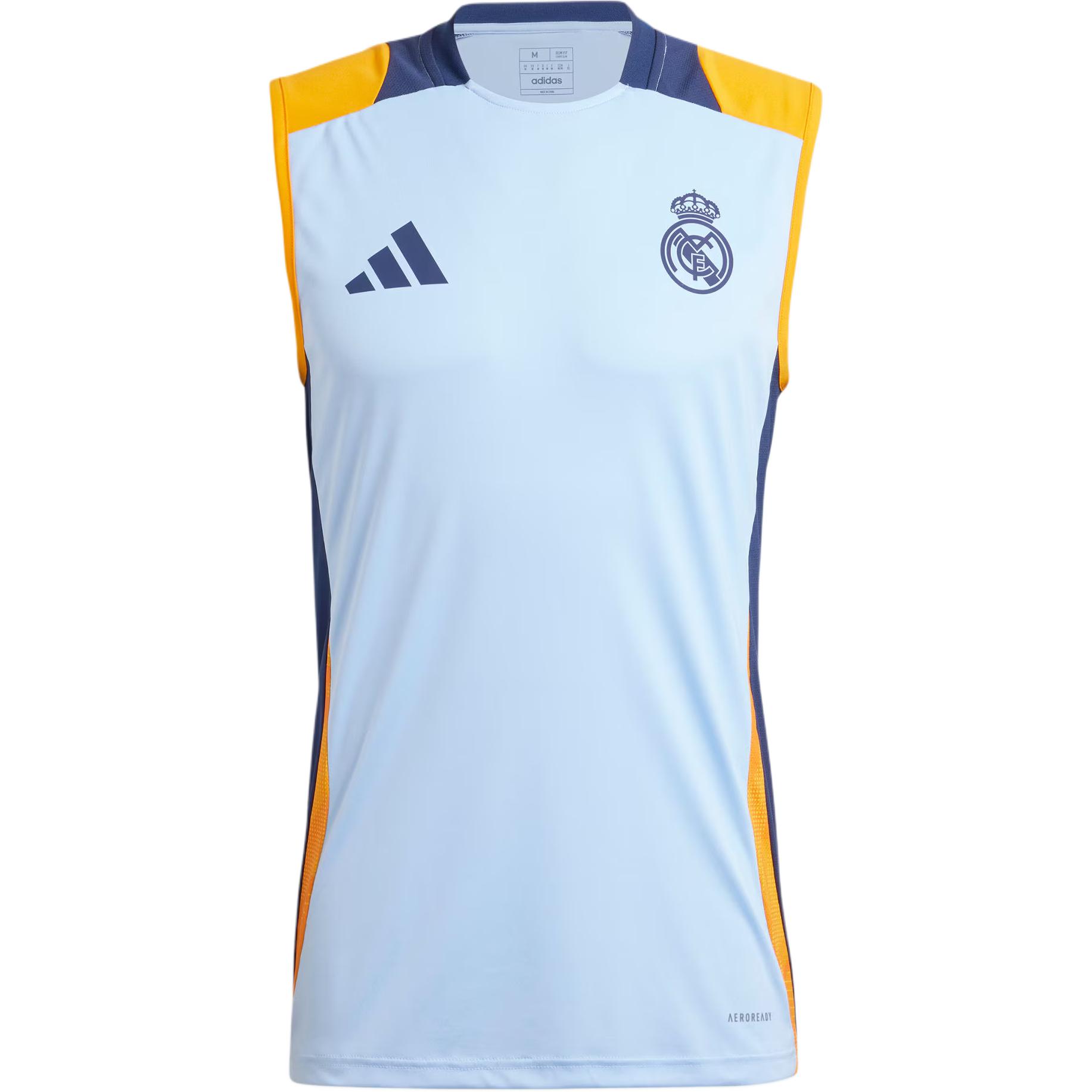 Adidas Real Madrid Football Series 24 Match Color Block Fashionable and Versatile Casual Sleeveless Football Jersey Men's Glossy Blue