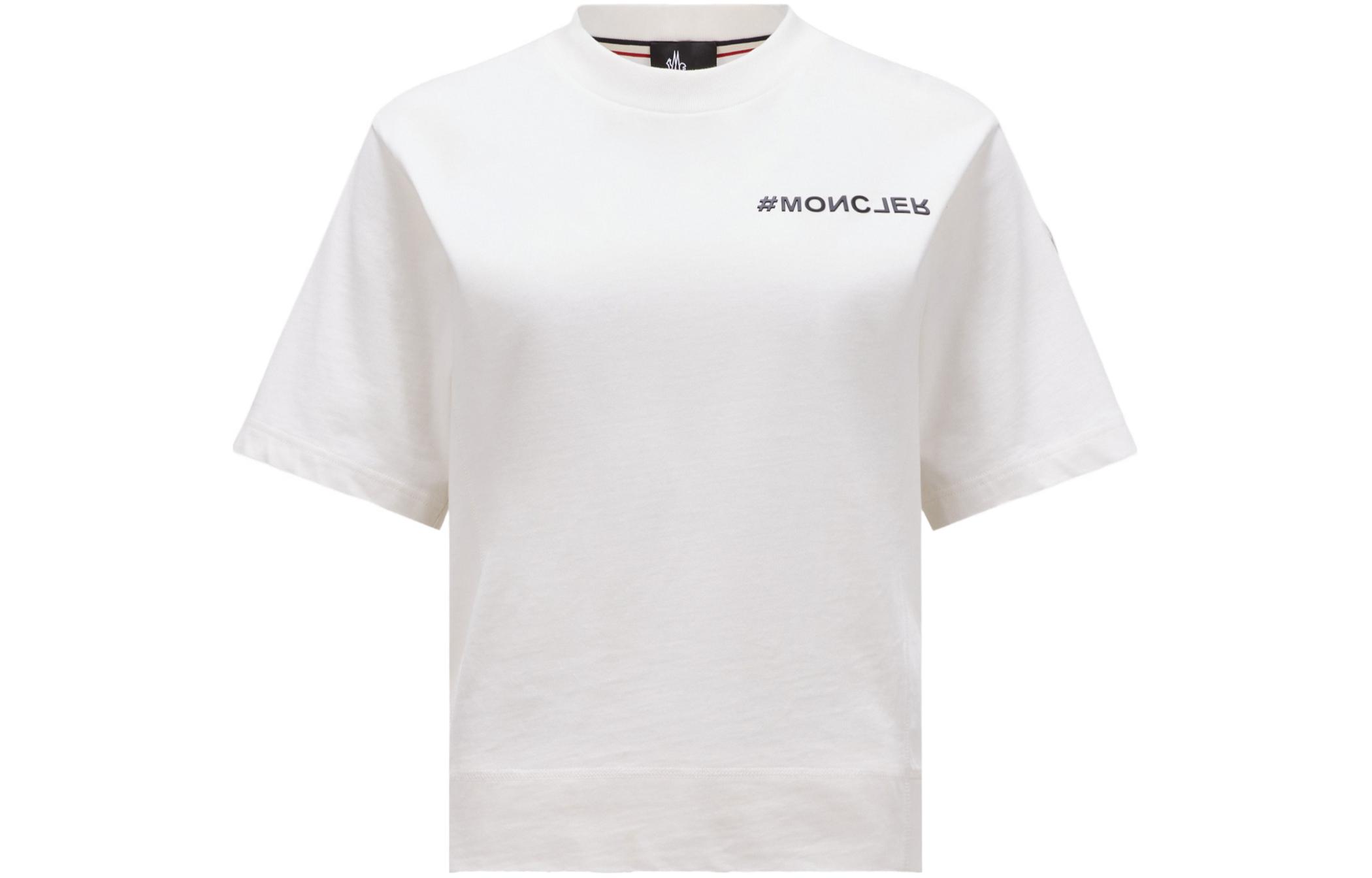 Женская футболка Moncler Lettering Print (белая)
