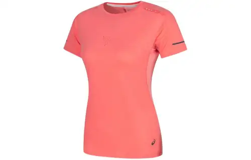 ASICS Meterun T Shirts Women's Orange Crew Neck Moderate Straight Fit