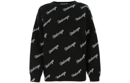Balenciaga Script Logo Crewneck 'Black/White'