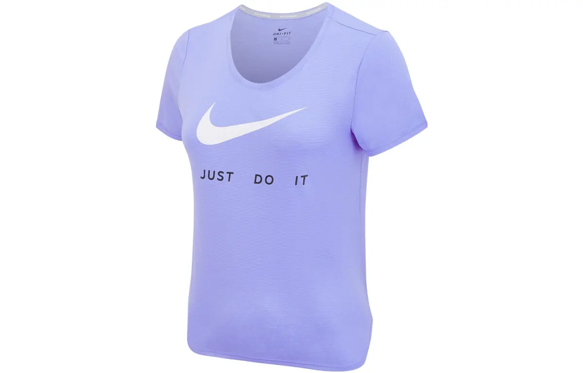 Nike T-Shirts Women's Purple Crew Neck Moderate Straight Fit