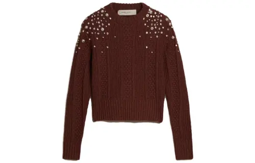【Zoomed Imagery】crystal-embellished virgin-wool jumper