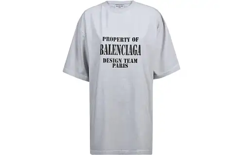Balenciaga Drop Shoulder Sleeve T Shirt Women's Light Gray Regular Fit