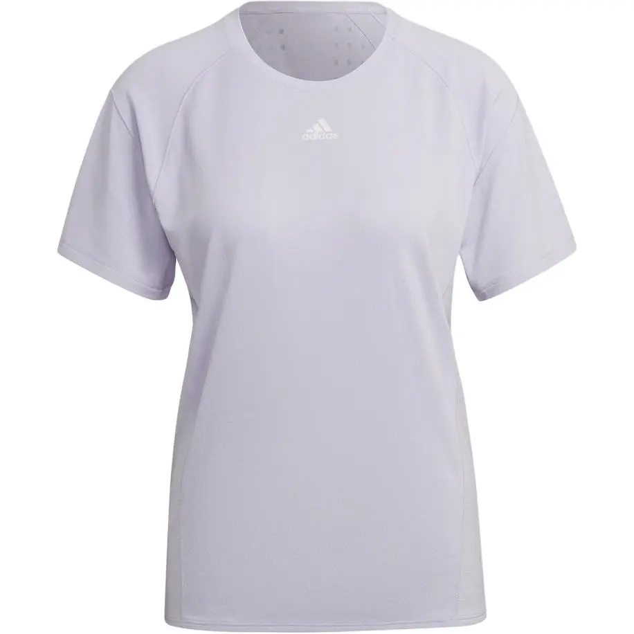 Adidas T-Shirts Women's Light Purple Crew Neck Moderate Straight Fit