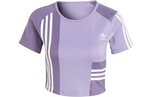 Adidas Originals Crop Tops Women's Purple Crew Neck Moderate