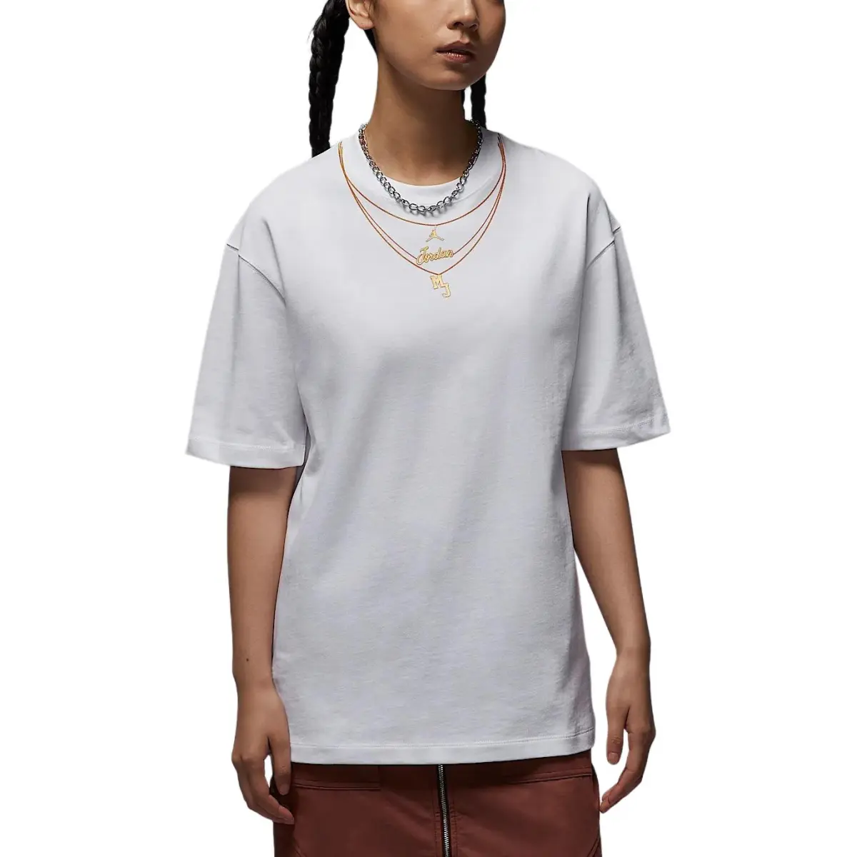 Jordan Drop Shoulder Sleeve T Shirt Women's White