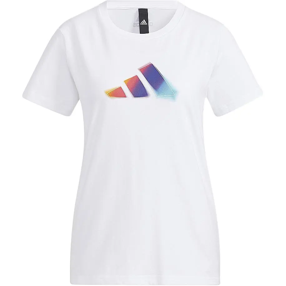 Adidas T-Shirts Women's White Crew Neck Moderate Straight Fit