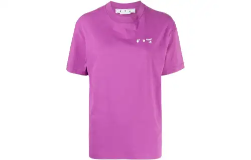 OFF WHITE T Shirts Women's Purple Crew Neck Moderate Straight Fit