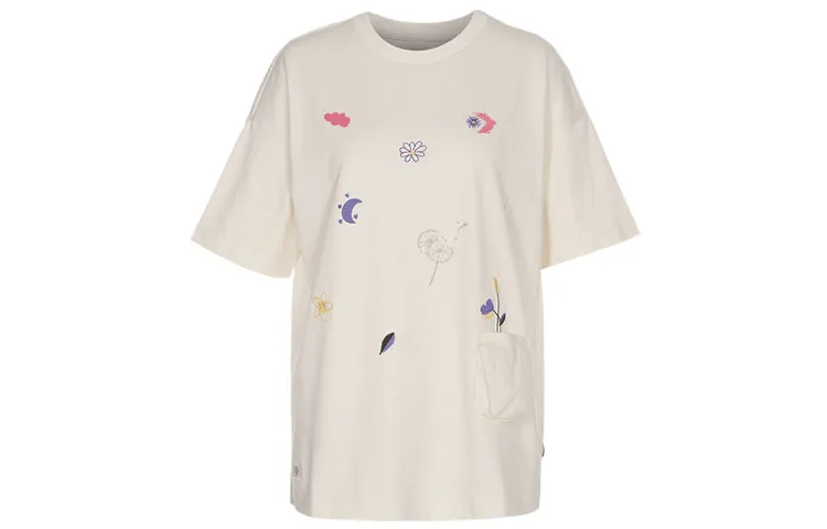 Converse Drop Shoulder Sleeve T Shirt Women's Ecru