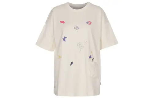 Converse Drop Shoulder Sleeve T Shirt Women's Ecru