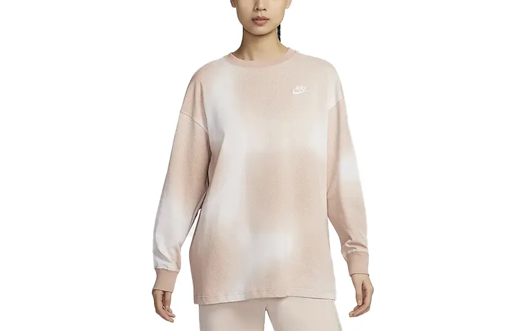 Nike Drop Shoulder Sleeve T Shirt Women's Pink Brown Tie Dye