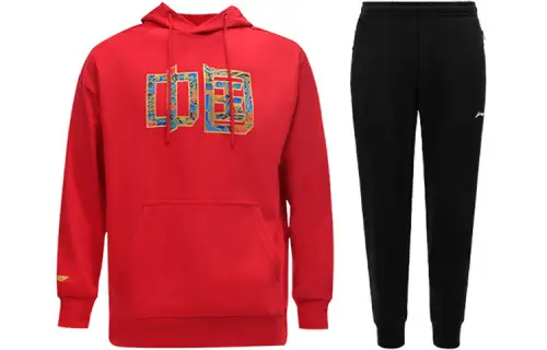 Li Ning Sweatshirt Set Unisex Red+Black