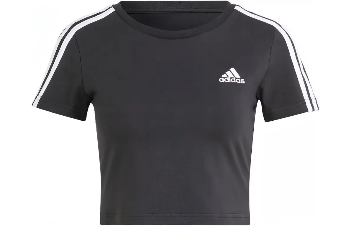 adidas Women's Essentials 3-Stripes Colorblock Tee Black