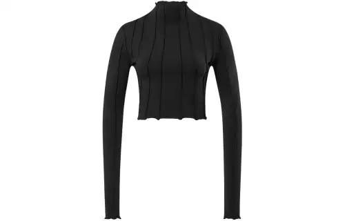 Reebok T Shirts Women's Black Turtleneck Moderate Straight Fit