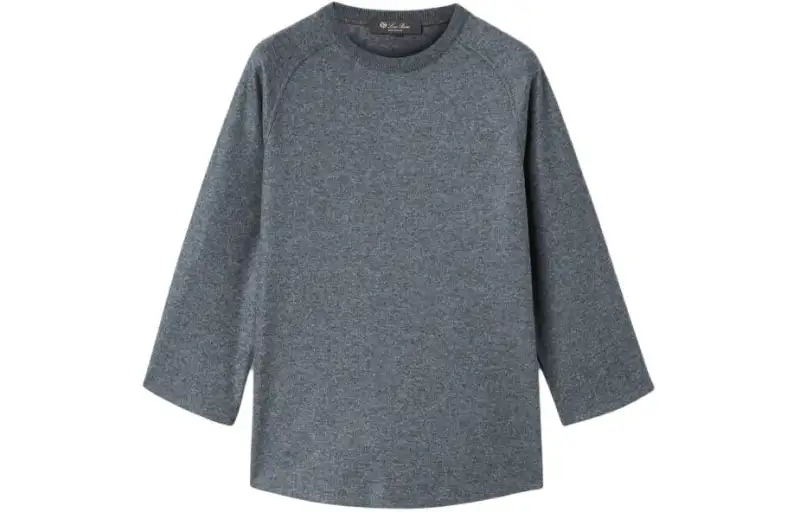 Loro Piana T Shirts Women's Light Grey Crew Neck Moderate Straight Fit