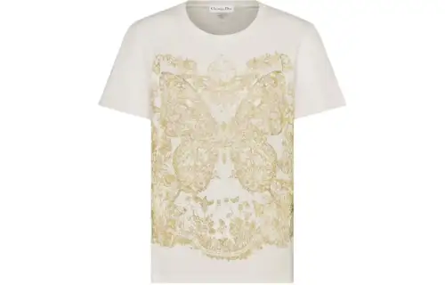DIOR T Shirts Women's White Crew Neck Moderate Straight Fit