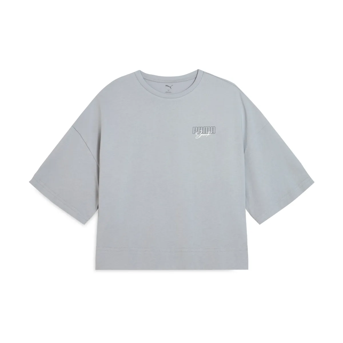 PUMA Elevatedgraphic Drop Shoulder Sleeve T Shirt Women's Light Gray