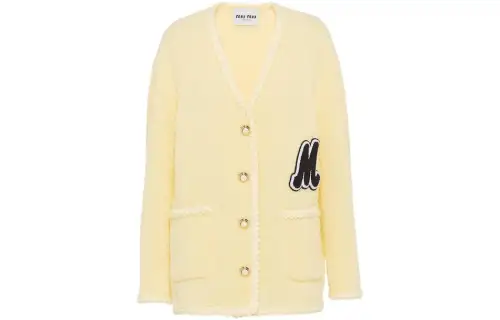 MIU MIU Bouclé V Neck Cardigan