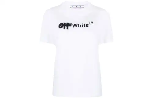 OFF WHITE FW22 T Shirts Women's White Crew Neck Moderate Straight Fit