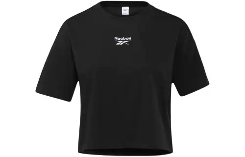Reebok T Shirts Women's Black Crew Neck Moderate Straight Fit
