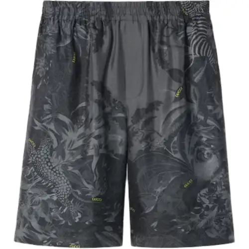 GUCCI Flora And Fauna Print Silk Shorts