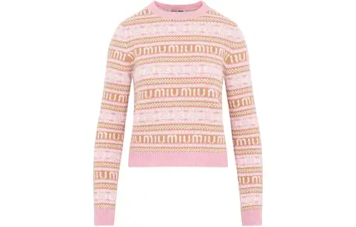 MIU MIU Sweaters Women's Pink Crew Neck Moderate Other