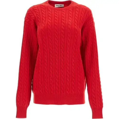 MIU MIU Crew neck Cable knit Jumper