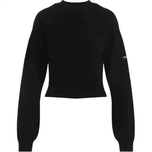 Balenciaga Logo Patch Cropped Sweater