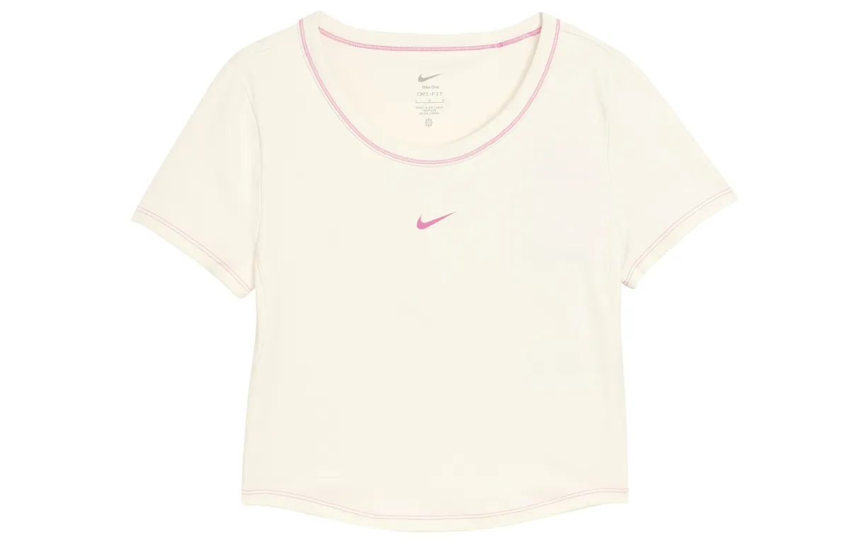 Nike Dri Fit One Fitted Crop Top Women's Sail White