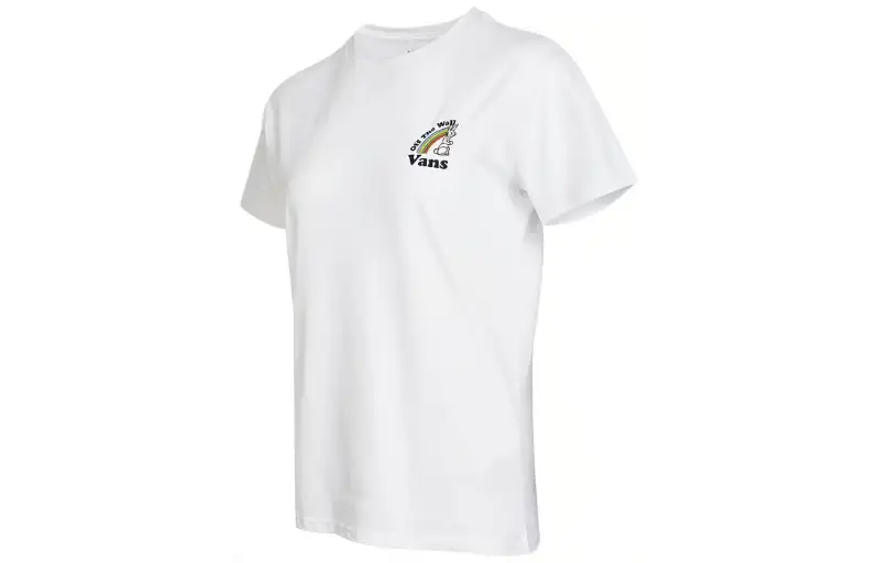 Vans T Shirts Women's White Crew Neck Moderate Straight Fit