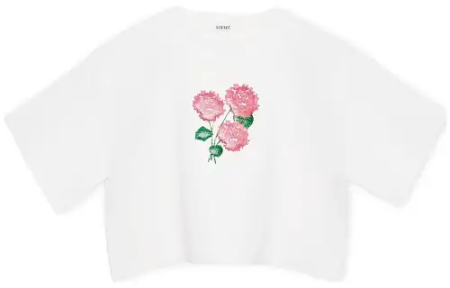 LOEWE Cropped Flower Viscose Cotton Blend Sweater Optic White