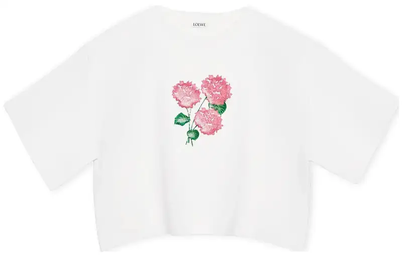 LOEWE Cropped Flower Viscose Cotton Blend Sweater Optic White