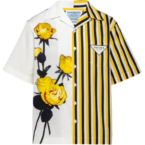 PRADA Shirts Men's Yellow Lapel Moderate